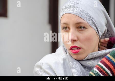 Portrait of a beautiful muslim girl wearing hijab Stock Photo