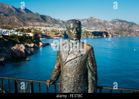 Monument to the King of Spain Alfonso XII (1857-1885) on the beach, the promenade of the Mediterranean Sea in Nerja, Spain Stock Photo