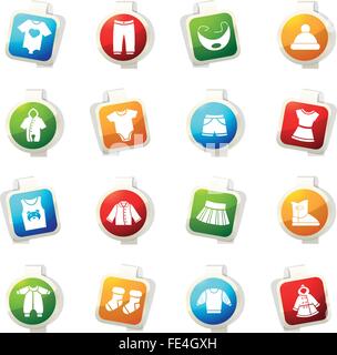 Baby clothes icons set Stock Vector