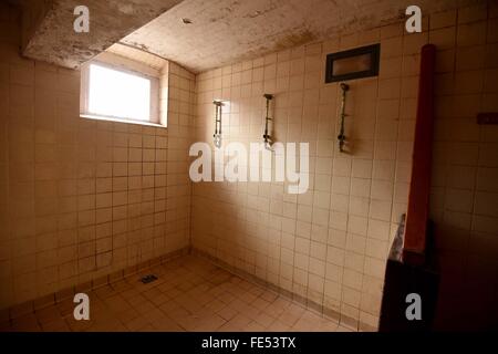 HMP Dorchester Prison, prison shower block, Dorset, Britain, UK Stock Photo