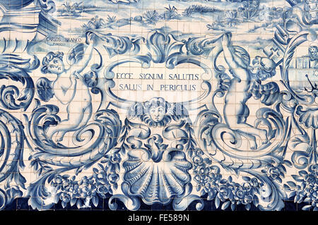 Antique azulejos on the Capela da Almas in Porto Stock Photo