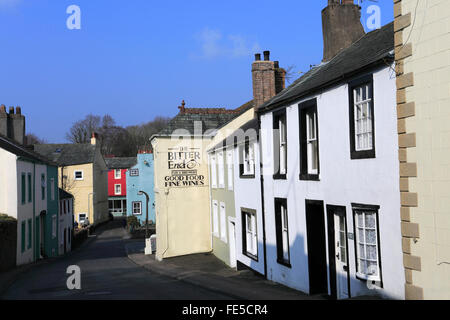 Fine Georgian style listed buildings, Kirkgate, Cockermouth town, West Cumbria, England UK Stock Photo