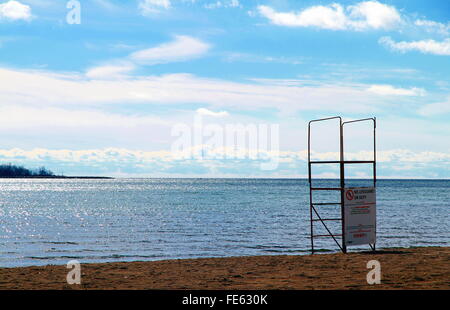 Deserted beach on the Lake Ontario Stock Photo