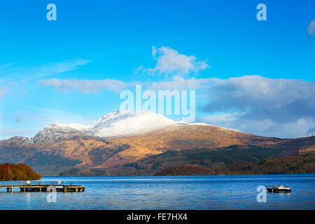 View of Ben Lomond from the Loch side at Luss village, Loch lomond, Argyll, Scotland, UK Stock Photo