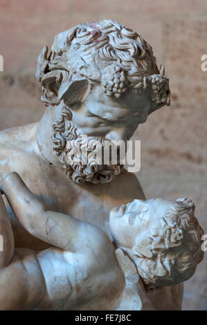 Satyr with the boy Dionysos, Roman sculpture, Glyptothek, Königsplatz, Munich, Bavaria, Germany Stock Photo