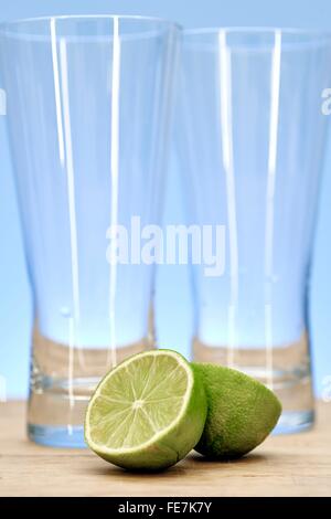 A studio photo of a tall water glass Stock Photo