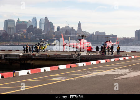 New York Helicopter flights from Downtown Manhattan Heliport, New York City, America, USA Stock Photo