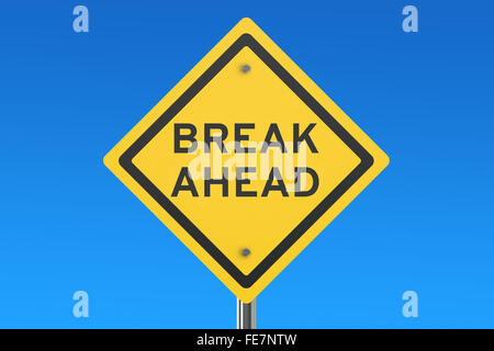 Break Ahead road sign isolated on blue sky Stock Photo