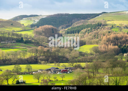 Farmland near Hathersage in the Peak District in Derbyshire. Stock Photo