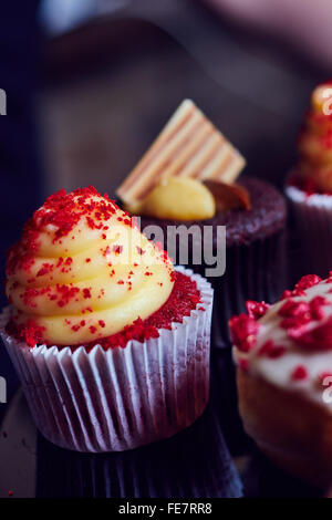 Cupcake closeup on a wooden table Stock Photo