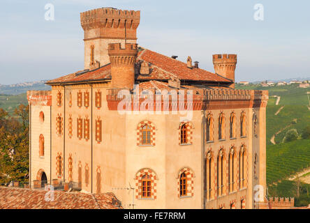 The castle of Barolo, town in the Langhe of Piedmont famous for its red wine. Stock Photo