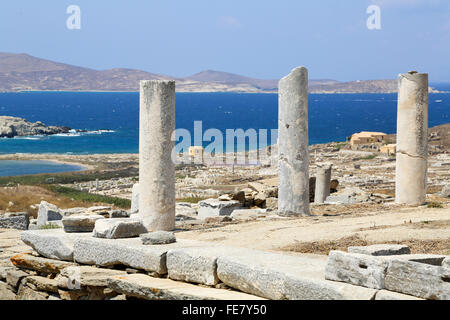 The island of Delos: an important archaeological site in Greece Stock Photo