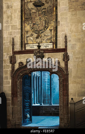 Access door to the cloister of Santa Maria la Real, Najera, La Rioja, Spain.