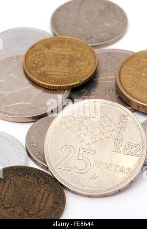 Old spanish peseta coins Stock Photo