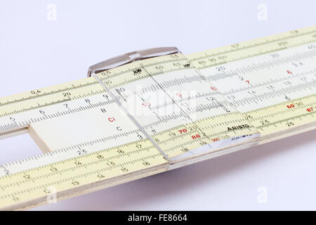 An old Aristo slide ruler used in maths, close up, UK Stock Photo