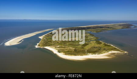 Sand bank Schill Balje, Wadden Sea, aerial view, Spiekeroog, North Sea, North Sea island, East Frisian Islands, Lower Saxony, Stock Photo