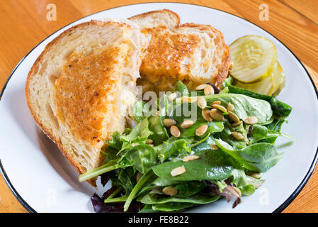 Turkey reuben sandwich and spinach salad at the Lostine Tavern, a farm to table restaurant in Lostine, Oregon. Stock Photo