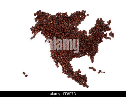 Map of North America Made of Coffee Beans Stock Photo