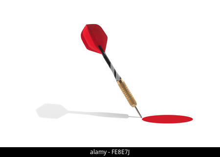 Dart Outside of a Red Target on a White Background Stock Photo