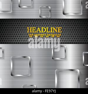 Abstract metal perforated background with squares. Vector graphic design illustration Stock Vector