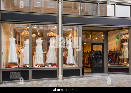 wedding dresses in the window of a bridal shop belfast