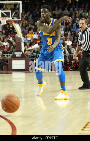 Los Angeles, CA, USA. 4th Feb, 2016. Aaron Holiday passing the ball in game a between USC Trojans vs UCLA Bruins at the Galen Center in Los Angeles, CA. Jordon Kelly/CSM/Alamy Live News Stock Photo