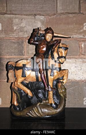 Statue of a knight on horseback in St Marys Guildhall, Coventry, West Midlands, England, UK, Western Europe. Stock Photo