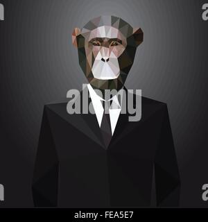 Illustration of Monkey in jacket. Vector elements. Stock Vector