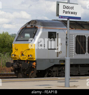 A DB Schenker (ex Wrexham and Shropshire Railway) silver 67 waits at Didcot Parkway Stock Photo