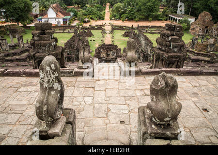 Bakong Temple. Cambodia. Bakong is the first temple mountain of sandstone constructed by rulers of the Khmer empire at Angkor near modern Siem Reap. Stock Photo