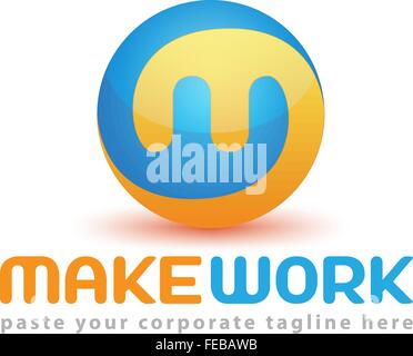 M and W business logo sign Stock Vector