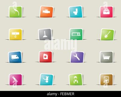 Plumbing service simply icons Stock Vector