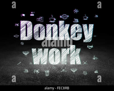 Finance concept: Donkey Work in grunge dark room Stock Photo