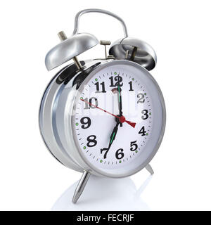 Alarm clock, isolated on the white background, clipping path included. Stock Photo