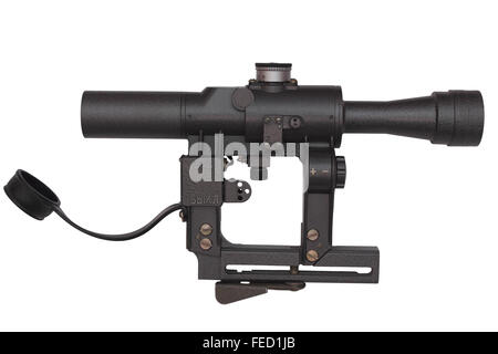 Gray military riflescope isolated on white background Stock Photo