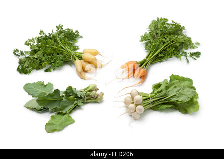 Variety of baby vegetables on white background Stock Photo