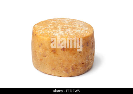 Traditional Basque sheep's milk cheese on white background Stock Photo