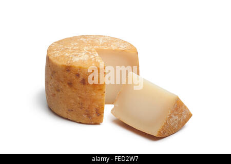 Traditional Basque sheep's milk cheese on white background Stock Photo
