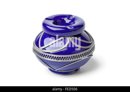 Decorated Moroccan ashtray on white background Stock Photo