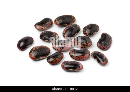 Dried Scarlet Runner Beans on white background Stock Photo