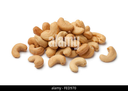 Heap of cashew nuts on white background Stock Photo