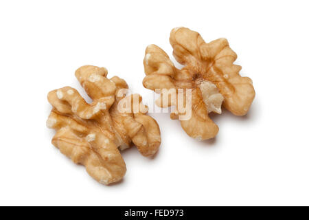 Peeled walnuts on white background Stock Photo