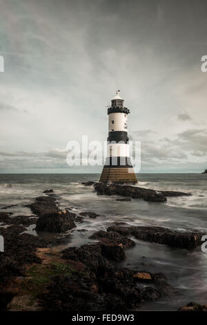 Penmon Lighthouse, also known as Menai Lighthouse, at the north entrance to the Menai Strait in Anglesey, North Wales.