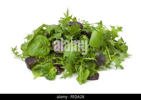 Heap of Baby leaves lettuce on white background Stock Photo