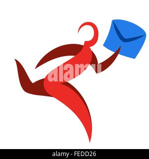 Abstract runner symbol. Delivery courier logo illustration. Movement express graphics Stock Vector