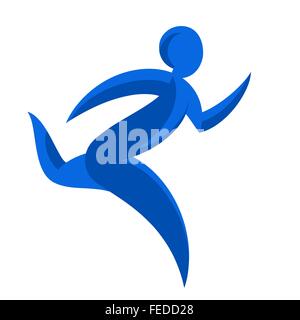 Abstract runner symbol. Winner courier logo illustration. Movement express graphics Stock Vector