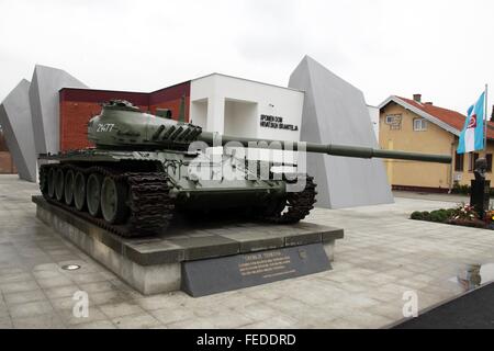 Heavy tank T-80 in Vukovar, Croatia - leftover after civil war Stock Photo