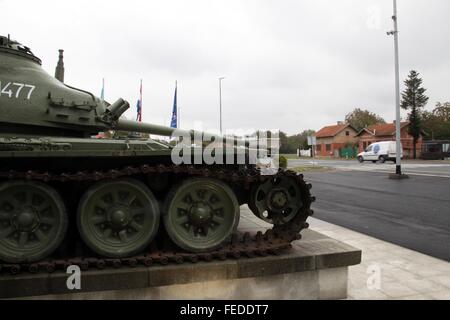 Heavy tank T-80 in Vukovar, Croatia - leftover after civil war Stock Photo