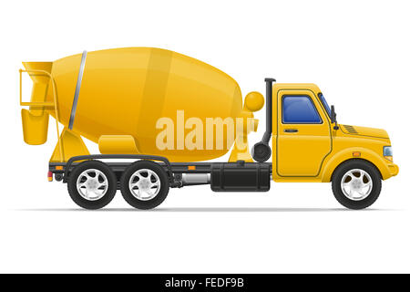 cargo truck concrete mixer illustration isolated on white background Stock Photo