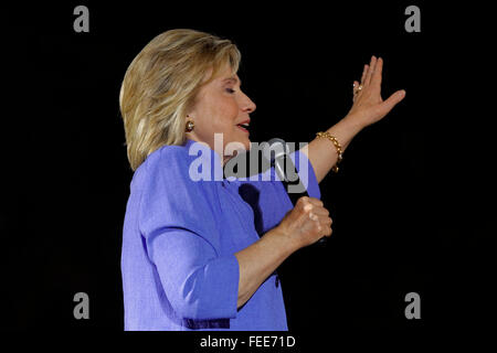 LAS VEGAS, NV - OCTOBER 14, 2015: Hillary Clinton, former U.S. secretary of state and 2016 Democratic presidential candidate, speaks at Hillary for America Nevada Rally, Springs Preserve Amphitheater Stock Photo